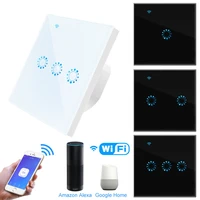 wifi smart light switch ewelink eu standard glass panel touch switch compatible with alexa google home smart wall switch