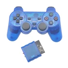 Прозрачный цветной беспроводной геймпад для Sony PS2 2,4G Вибрационный джойстик Bluetooth контроллер для Playstation 2 Joypad