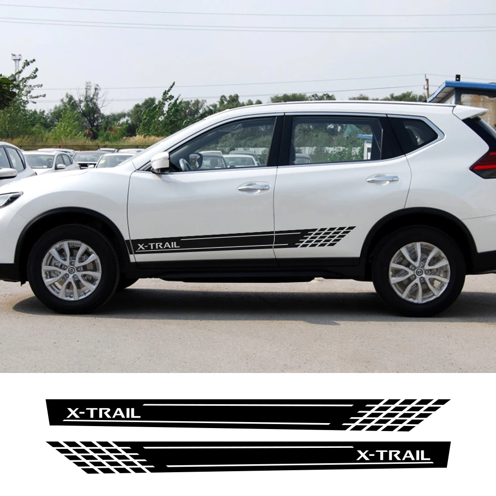

2 шт. автомобильные длинные боковые полосы наклейки для Nissan X-Trail тюнинг автомобильные аксессуары Водонепроницаемая виниловая пленка стильн...