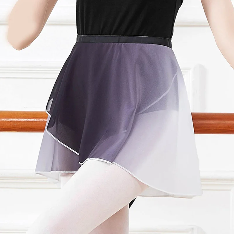 Женская шифоновая балетная юбка с градиентом регулируемой пряжкой танцевальная