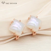 sz design new arrivals 2022 fashion 585 rose gold square dangle earrings for women girl wedding temperament elegant jewelry