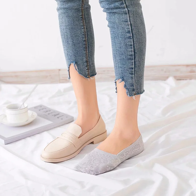 Новый летний Для женщин носки японский стиль плоская подошва шнуровка башмачки