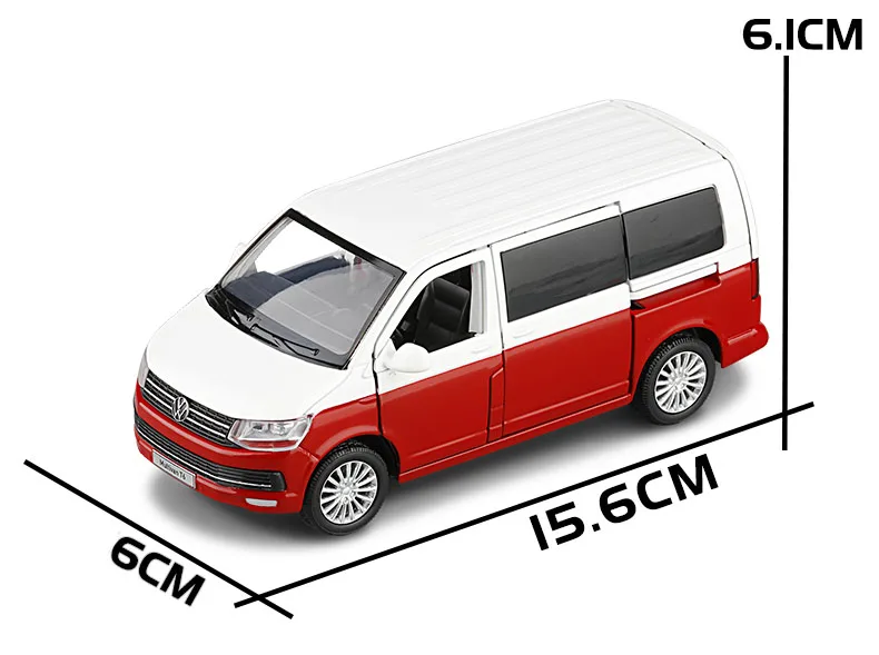 

1/32 T6 Van Diecast Model Car Bus MPV Boy Girl Gifts Collection With Light and Sound Gift Toys V204