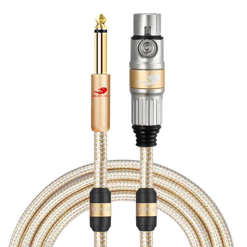 XLR Female to 1/4 Inch TS Mono Male Jack Microphone Cable for Amplifier Speakers Mixer Consoles Soundbox Mic Audio Cords