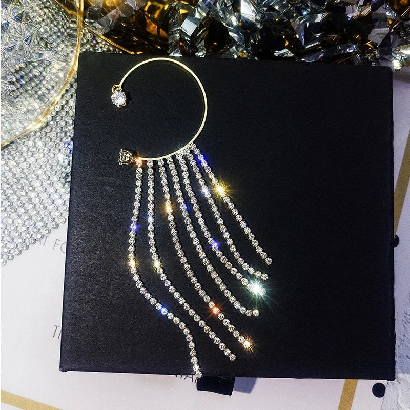 1 шт. модные женские серьги с геометрическим принтом украшенные стразами