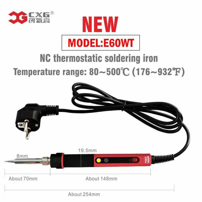 CXG E60WT Электрический паяльник светодиодный с цифровой регулируемой температурой EU штекер сварочная паяльная станция термокарандаш паяльник паяльник жало для паяльника паяльник паяльник с регулятором температуры