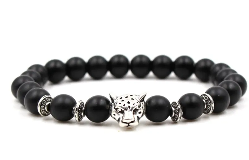 8 мм yth45 золотой серебряный шар Матовый Агат Оникс природа черный камень Леопард