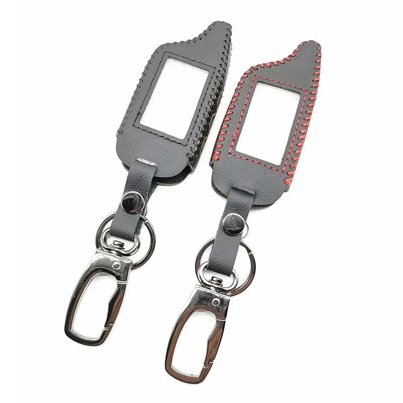 

A 91 2-Way Leather Key Case Cover For Vehicle Safety In Two Senses Car Alarm System Russian Version Starline A91 Fob Keychain