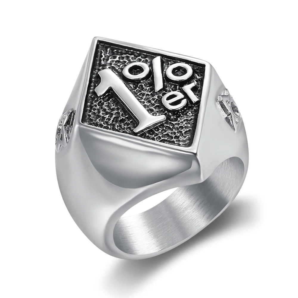 Shengmei Newest Golden Silver Color 1%er Men Rings Stainless Steel Gothic Handsome Party Men's Jewelry | Украшения и