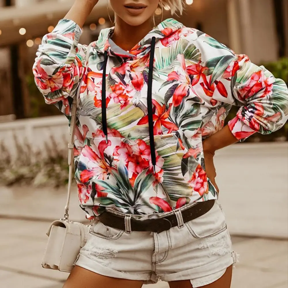 

Женская толстовка с длинным рукавом и цветочным принтом, на осень/зиму