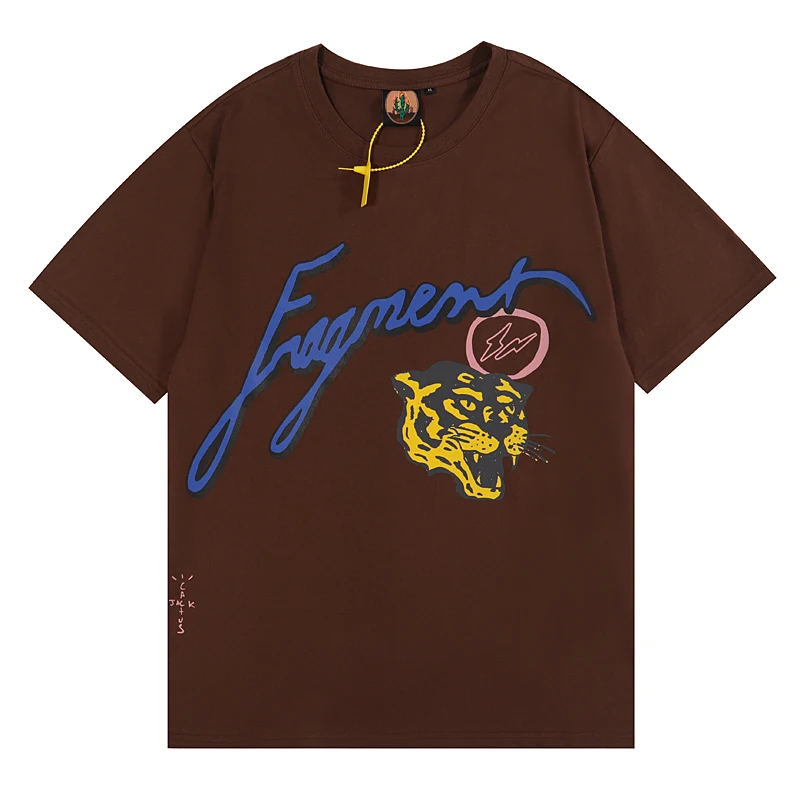

2022 Cactus Jack T Shirt Summer Men Women Streetwear T-shirts High-Quality Foam Lightning Tiger Printing Travis Scott Tops Tee