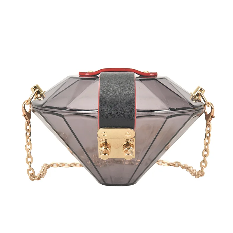 New Acrylic Diamond Shape Chain Shoulder Bag Women Purses and Handbags Small Crossbody Bag Wedding Clutch Female Evening Bag