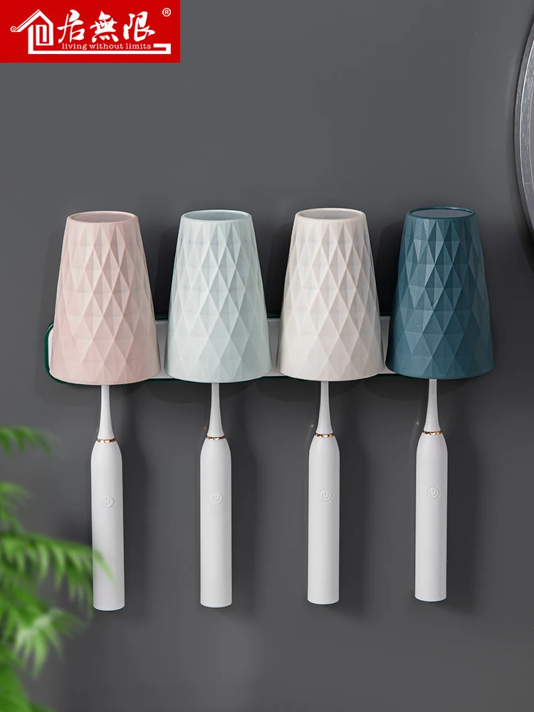 

Couples Toothbrush Holder Bathroom Organizer Adults Toothpaste Dispenser Toothbrush Holder Cup Bathroom Accessories Set DA60YSJ