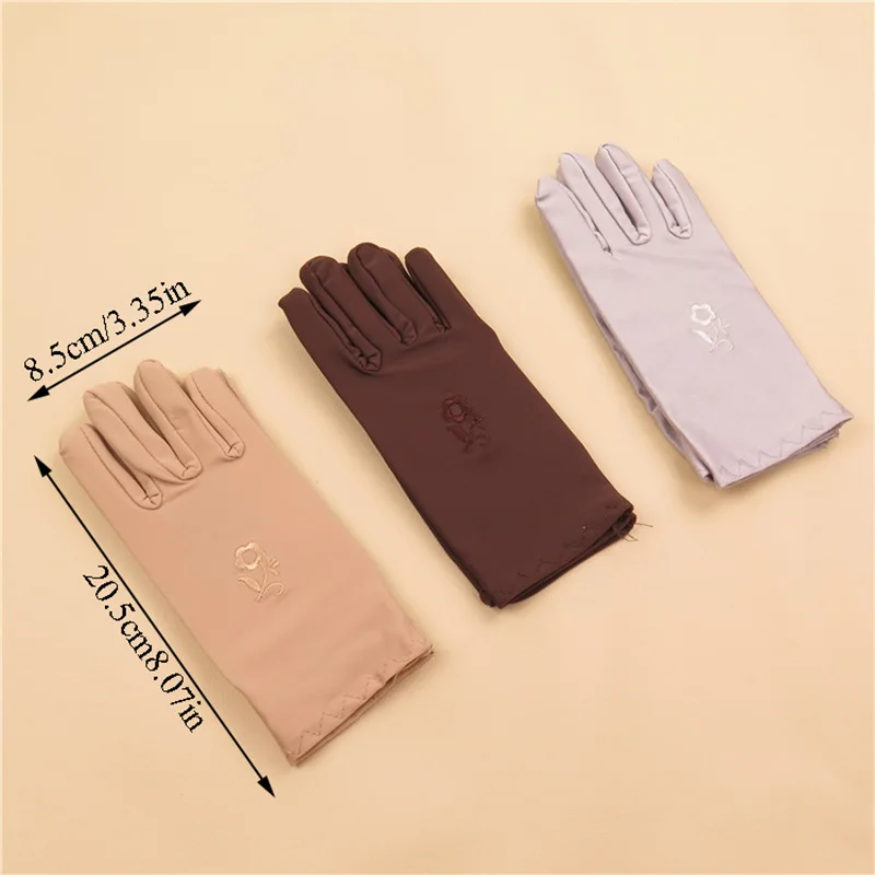 

1 Pair Fashion Sun Protection Wrist Gloves Women Elastic Guantes Flower Embroidery Mittens Lady Short Gloves Driving Gloves 2020