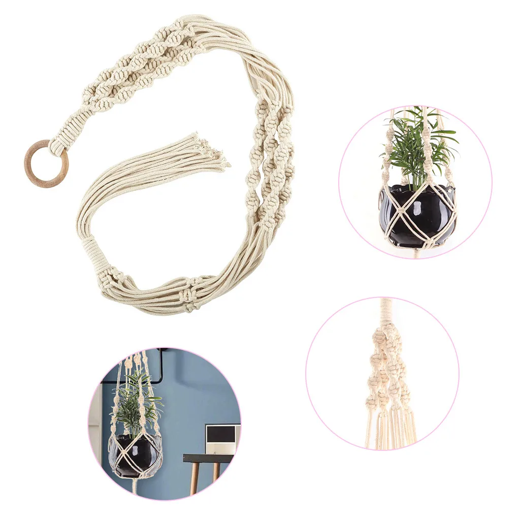 Macrame Завод Вешалки корзина Крытый открытый цветочная висячая корзина растительный держатель богемный Декор пеньковая веревка 4 ноги дропшиппинг