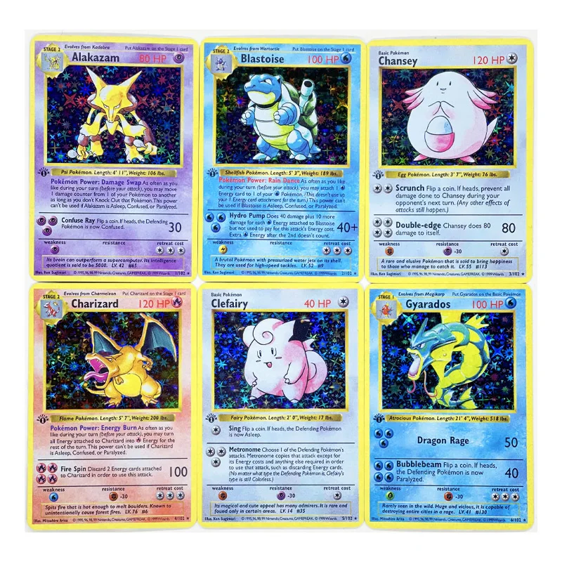 

Pokemon 102 шт. Charizard Pikachu Франция 8,8*6,3 см репродукция карточка игра коллекция искусственных игрушек для детей Рождественский подарок