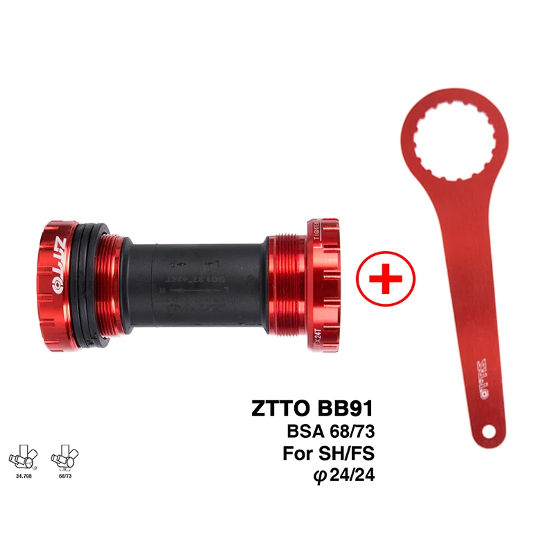 1 set of red ZTTOBB91 велосипедный Нижний Кронштейн Набор герметичный подшипник тип резьбы 68 73 мм BSA68 корпус 24 мм стержень со шпоночными канавками MTB дорожный велосипед Нижний Кронштейн - Цвет: 1 set of red