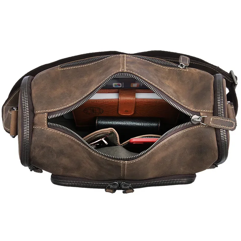 

J.M.D Vintage Handbags Small Sling Flap Bag Full Grain Leather Men's Shoulder Bag Casual Messenger Bags Fashion Crossbody Bag