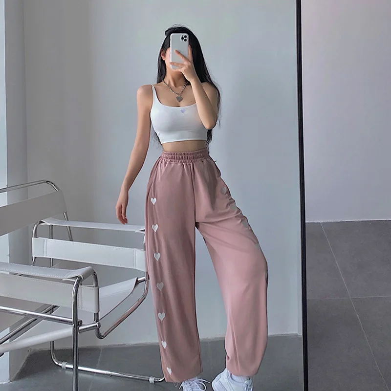 

TVVOVVIN Fashion High Waist Casual Loose Embroidery Trouser Women Korean Drawstring Tie Feet All-match Sweatpants JX1I