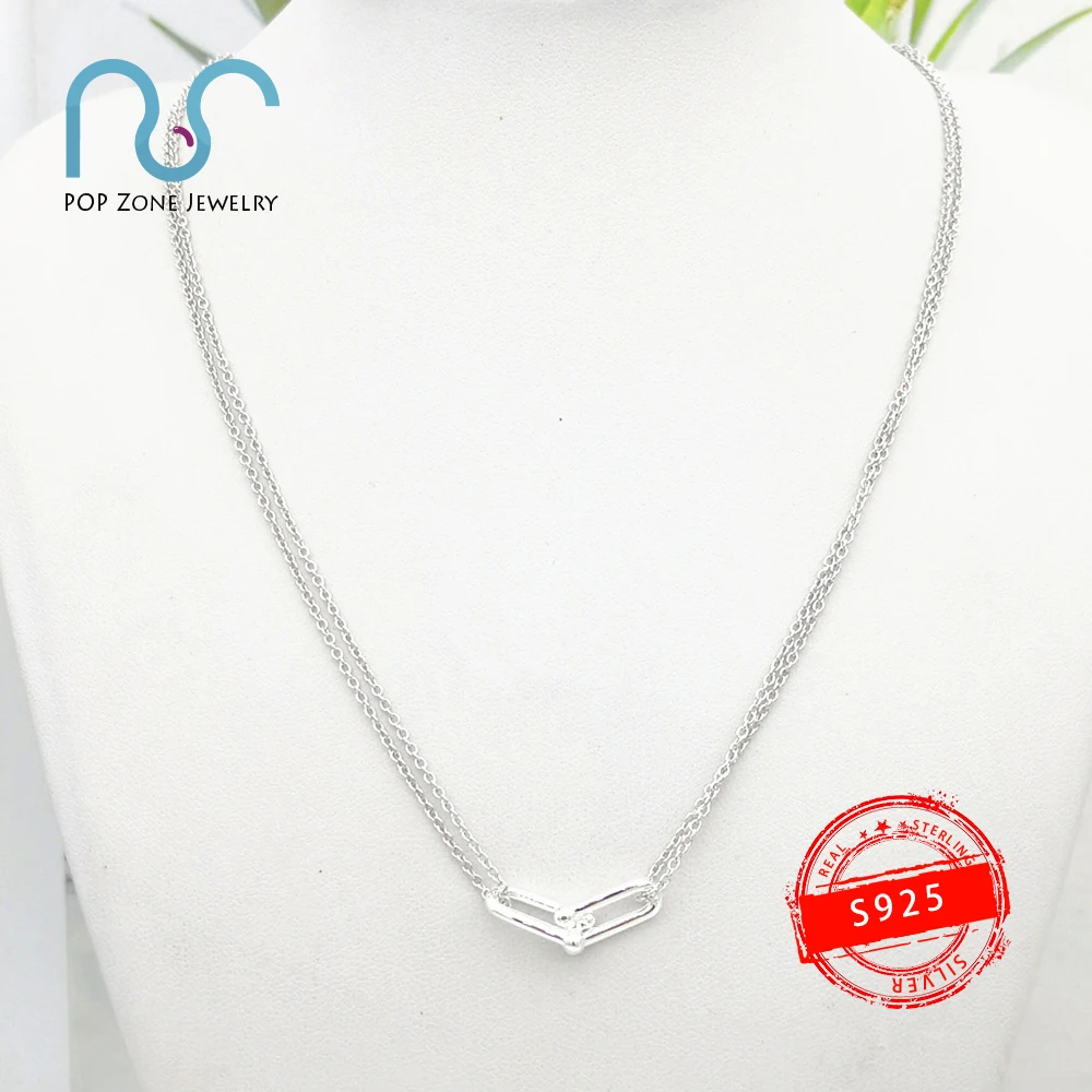 

S925 Sterling Silver Necklace U Letter Heart-Shaped Pendant Necklace Luxury Fashion Fine Jewelry Female Lovers Holiday Gift