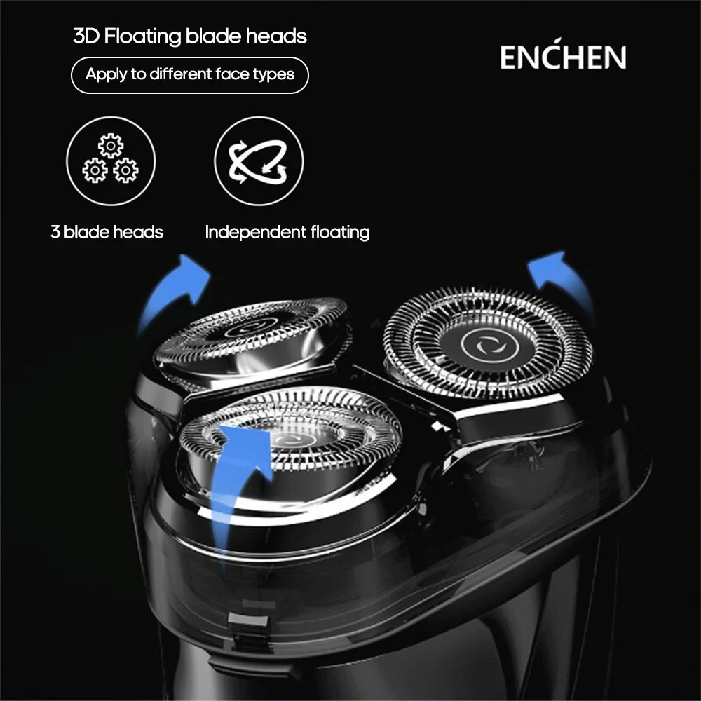Xiaomi enchen Electric Shaver Razor for Men Type C Rechargeable 3 Head Dry Wet Shaving Machine Beard Trimmer Washable Dual Blade | Бытовая