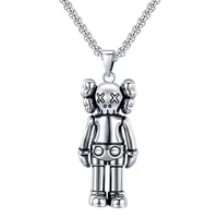 hip hop style necklace cool man stainless steel chain rotating zombie bear movable limbs pendant tide brand pendant accessories
