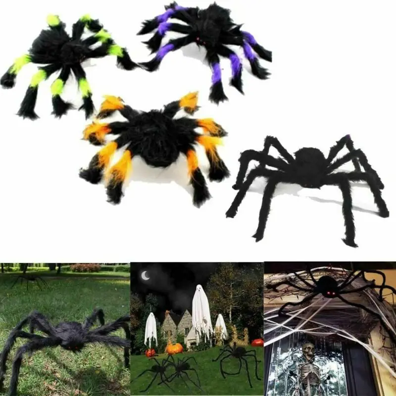 Страшная забавная игрушка паук плюшевый из проволоки и плюша Хэллоуин 5