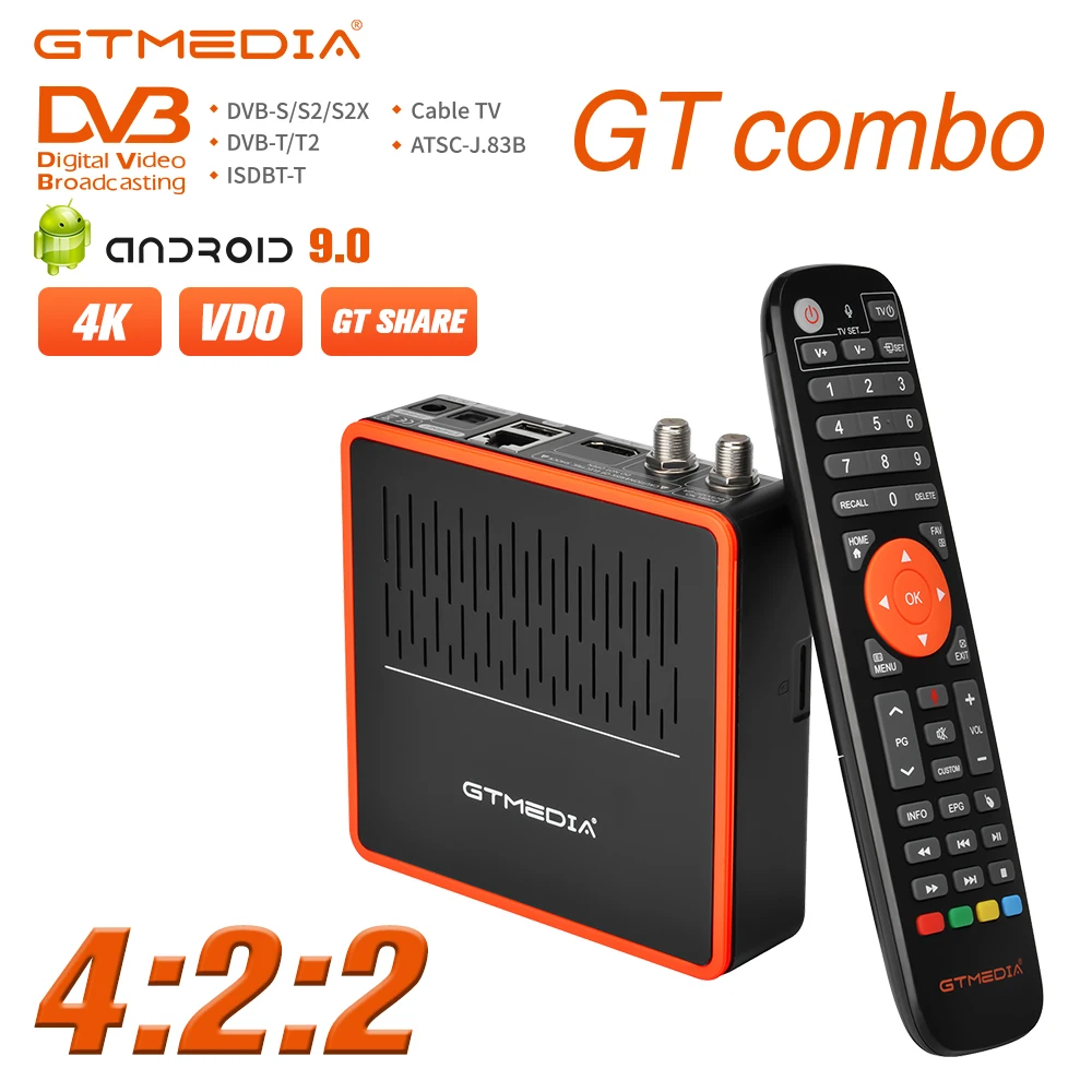 

2021NEW GTMEDIA GT Combo 4K 8k Android 9.0 TV BOX Built In WiFi DVB-S2/S2X+T2/Cable Sat TV Receiver M3u+Ccam Stock in Spain