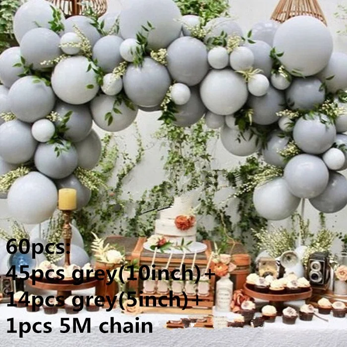 set 4 60 шт. шар гирлянда Серебряный Хром, серый и белый и оранжевый шар украшения фон для свадьбы детский душ Свадебные вечерние украшения - Цвет: set 4
