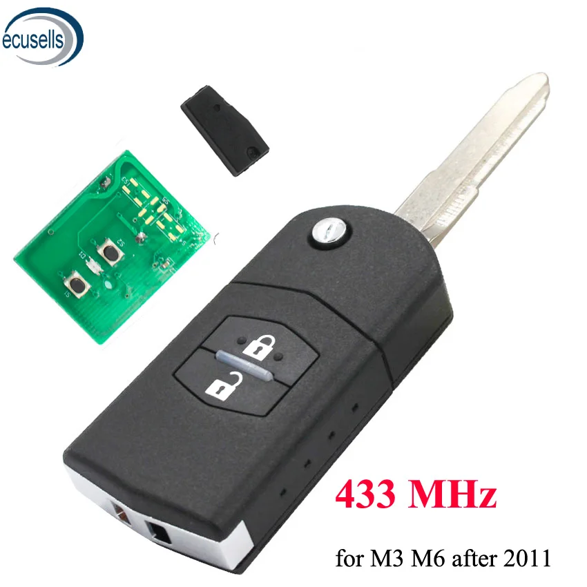 2 кнопки 3 флип пульт дистанционного ключа 433 МГц с 4D63 чип для M5 Mazda 5 M3 M6 | Автомобили