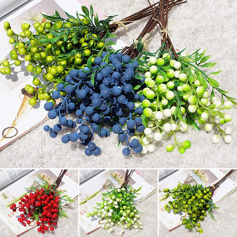 

Artificial Christmas berry Blueberry Simulation fruits single branch foam plants flowers DIY wedding garden office home decor