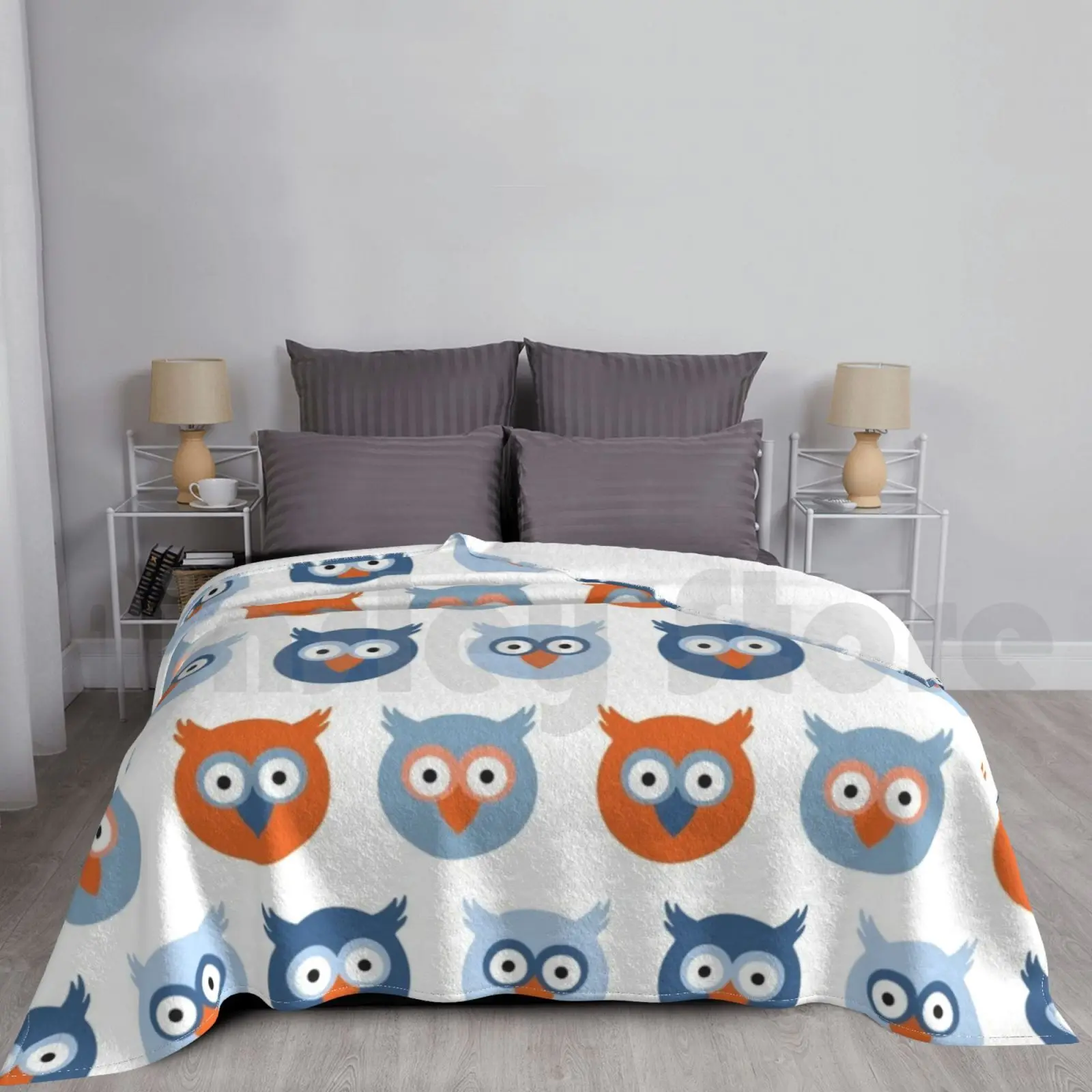 

Owls Blanket Fashion Custom Owl Owl Orange Blue Barn Owl Cute Owl Night Owl Owl Art Hoot Funny Owl Bird Of Prey Eagle