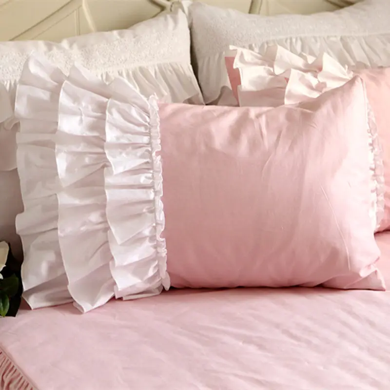 New sweet lace pink bedding set patchwork ruffle duvet cover wrinkle bedspread pillowcase bedroom princess HM-13B | Дом и сад
