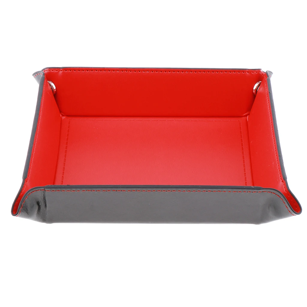 Red 18x18cm Кости лоток ПУ кожаные кубики прокатки лоток держатель для игр, как RPG, DND, питьевой бар настольные игры поставки - Цвет: Red 18x18cm