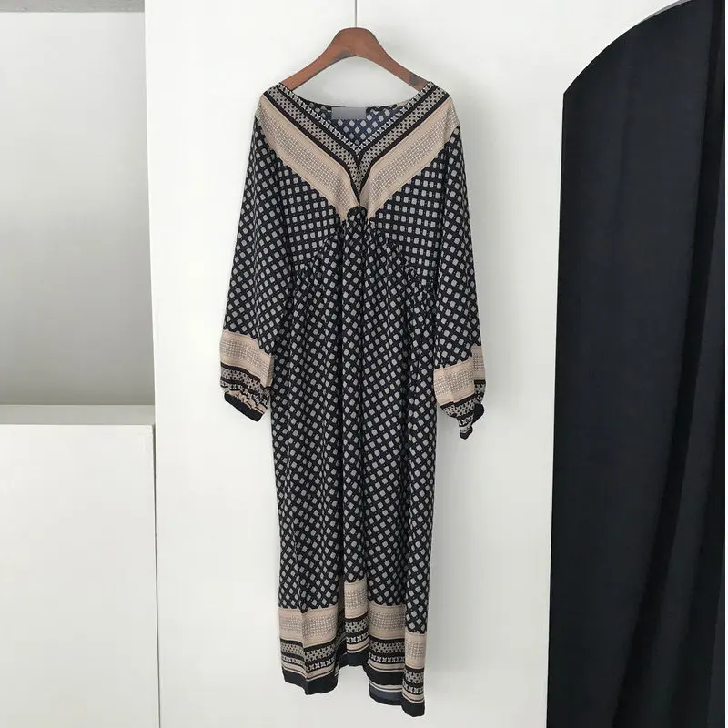 Женские свободные платья HziriP повседневные длинные в стиле ретро с цветочным