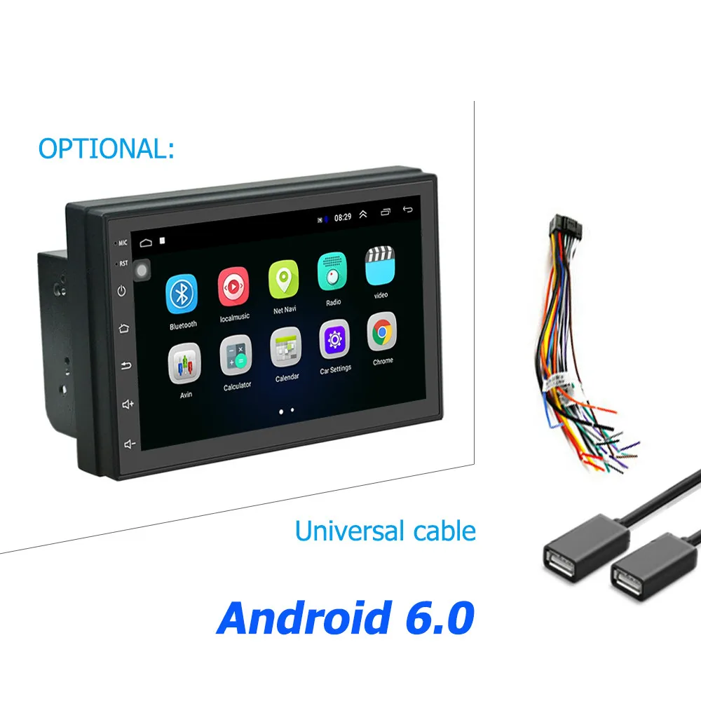 Universal Cable Hikity автомобильный мультимедийный плеер Andriod gps навигация 2DIN HD автомобильное радио Wi-Fi 2 Din " автомобильное аудио-радио стерео зеркало радиосвязь автомобиль - Цвет: Universal Cable