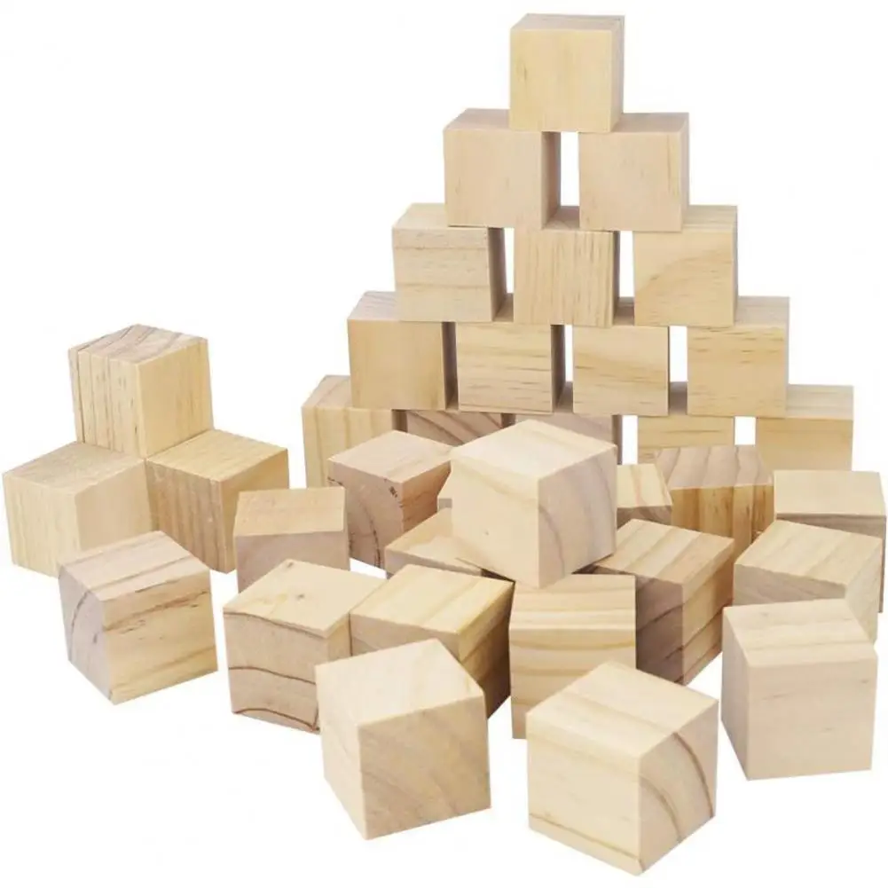 10Pcs Building Block Wooden Square Ornament Home DIY Decor Education Kids Toy Intellectual Development Toys Baby Gifts