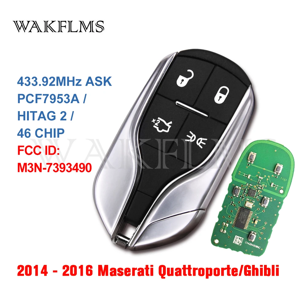 M3N-7393490 для Maserati Quattroporte Ghibli Key 2014 2015 2016 433 МГц ID46 чип Smart Keyless чехол дистанционного