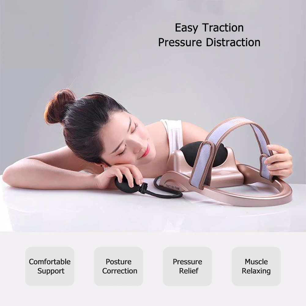 

Filled Air Cervical Tractor Neck Traction Portable Posture Pump Relaxing Vertebra Massager Spine Muscle Pain Relief Health Care