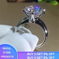 yanhui with certificate 18krgp stamp pure solid white gold ring round solitaire 8mm 2 0ct stone wedding rings for women zsr168
