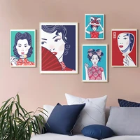 beautiful asian geisha poster print chinese style canvas painting wall art pictures oriental home decor for living room bedroom