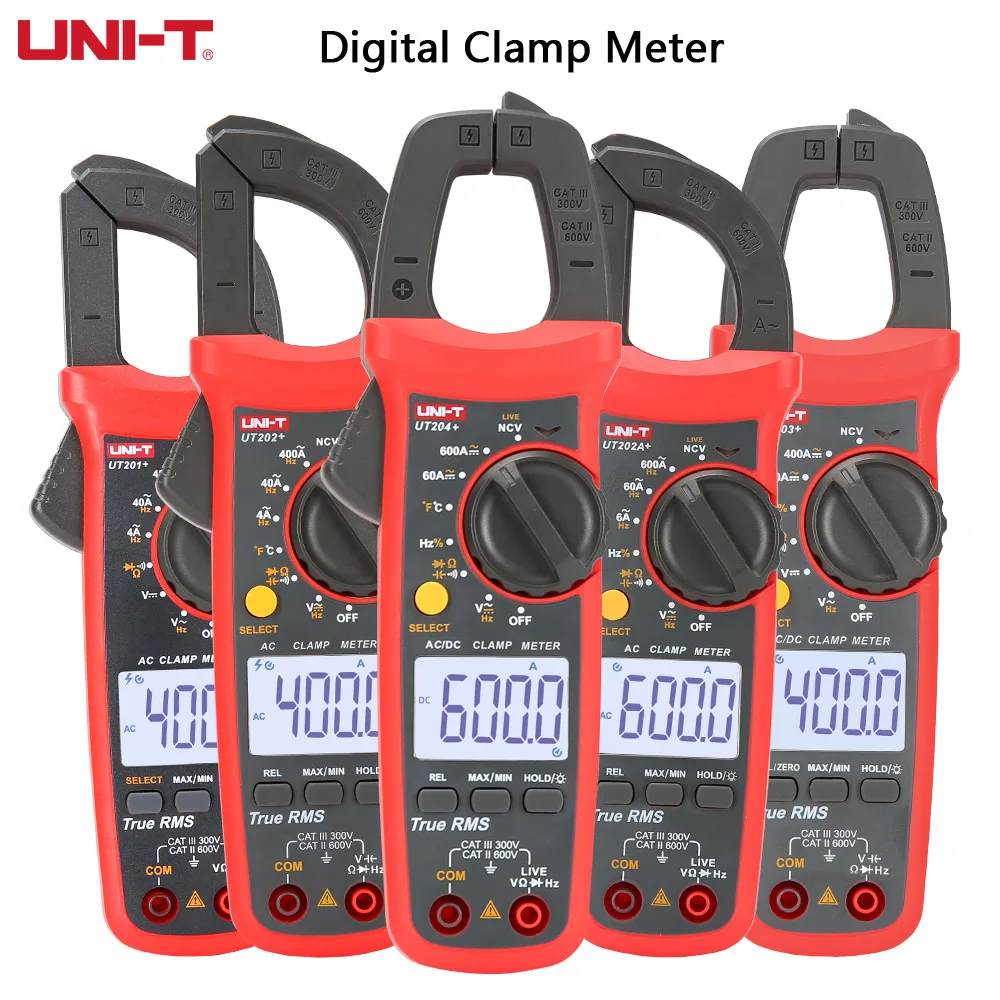 

UNI-T Цифровые токоизмерительные клещи UT201/UT202A/UT203/UT204 плюс True RMS постоянного тока в переменный ток Температура конденсатор с алюминиевой крышк...