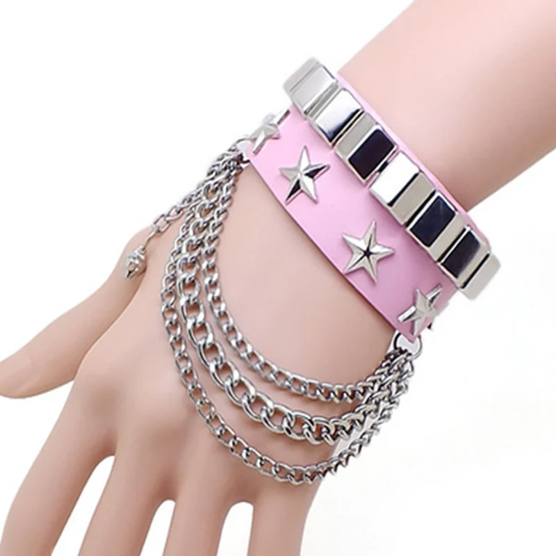 Кожаные браслеты в стиле панк, с пентаграммой, с заклепками, не в основном, властные аксессуары, рок-н-ролл, Винтажные Украшения для влюбленных