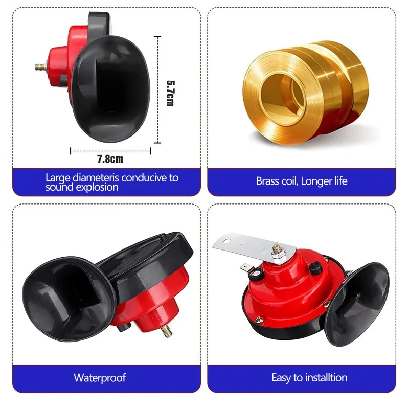 2 шт. 12 в воздушный гудок для автомобиля Улитка Электрический морской лодки