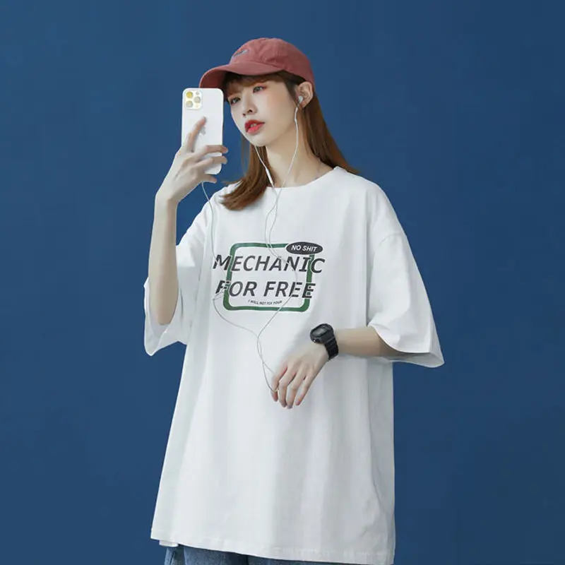 Женская футболка с коротким рукавом свободного покроя в стиле колледжа | одежда