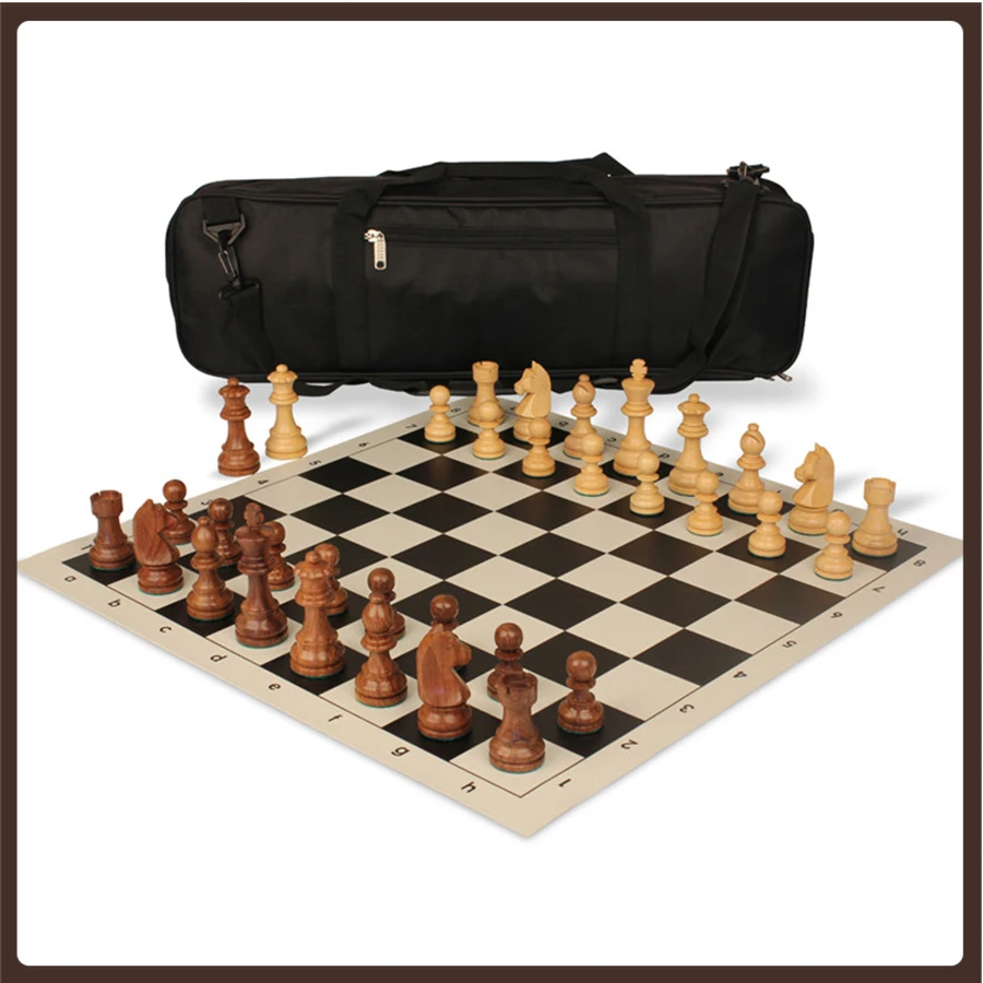 Juego de ajedrez Staunton de lujo, de madera maciza, de cuero, serie experta, mochila, juegos de mesa