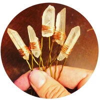 clear ab crystal point bobby pins rose gold wire handmade wedding bridal quartz hair pins