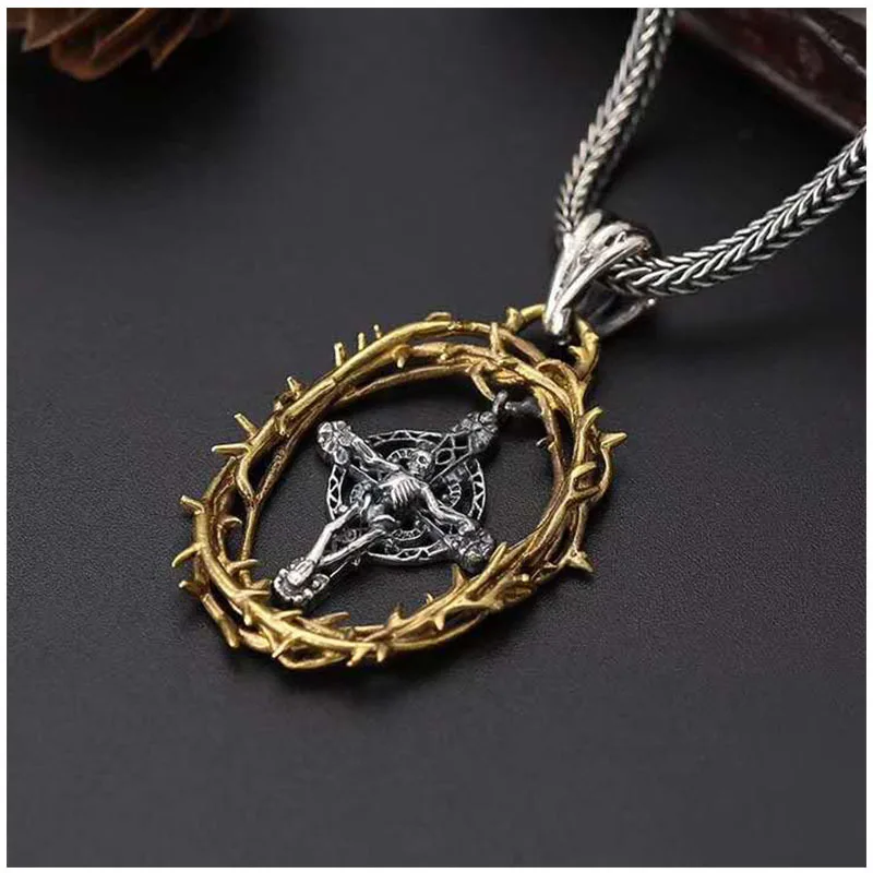 Женский креативный кулон из серебра 100% пробы с черепом и Иисусом|Подвески| |