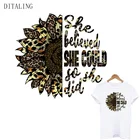 Термонаклейка с подсолнухом на одежду, патч с леопардовым цветком, наклейка на одежду сделай сам, модная девушка, патч для утюга на футболке