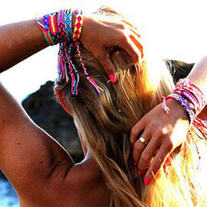 Красочная плетеная ткань искусственная бразильская нить хлопковый шнур хиппи